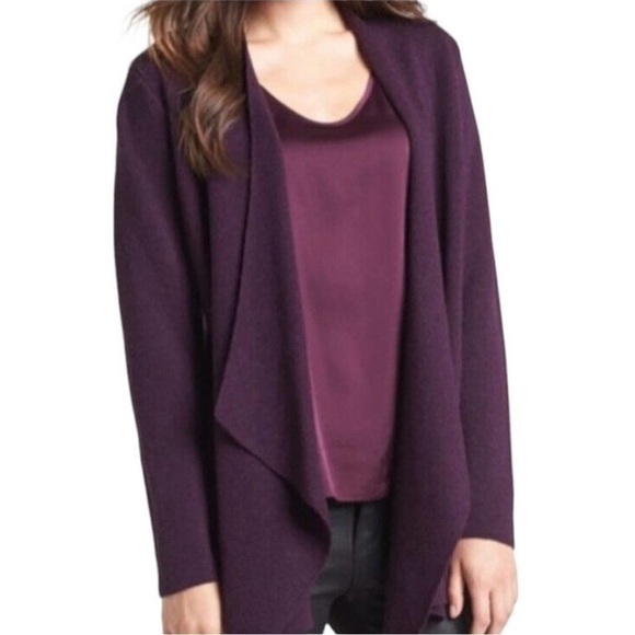 EILEEN FISHER 100% Merino Wool Sweater Cardigan Purple 1X - Picture 2 of 11
